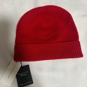 Charter Club Vibrant Red 100% Cashmere Hat unisex one size